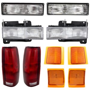10-Piece Kit Driver and Passenger Side Halogen Headlight, Includes (2) Headlight, (2) Reflector, (2) Side Marker, (2) Tail Light, and (2) Turn Signal Light