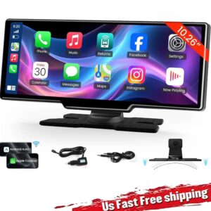 10.26" 2K Car Portable Wireless Apple CarPlay Android Auto Touch Screen Radio FM