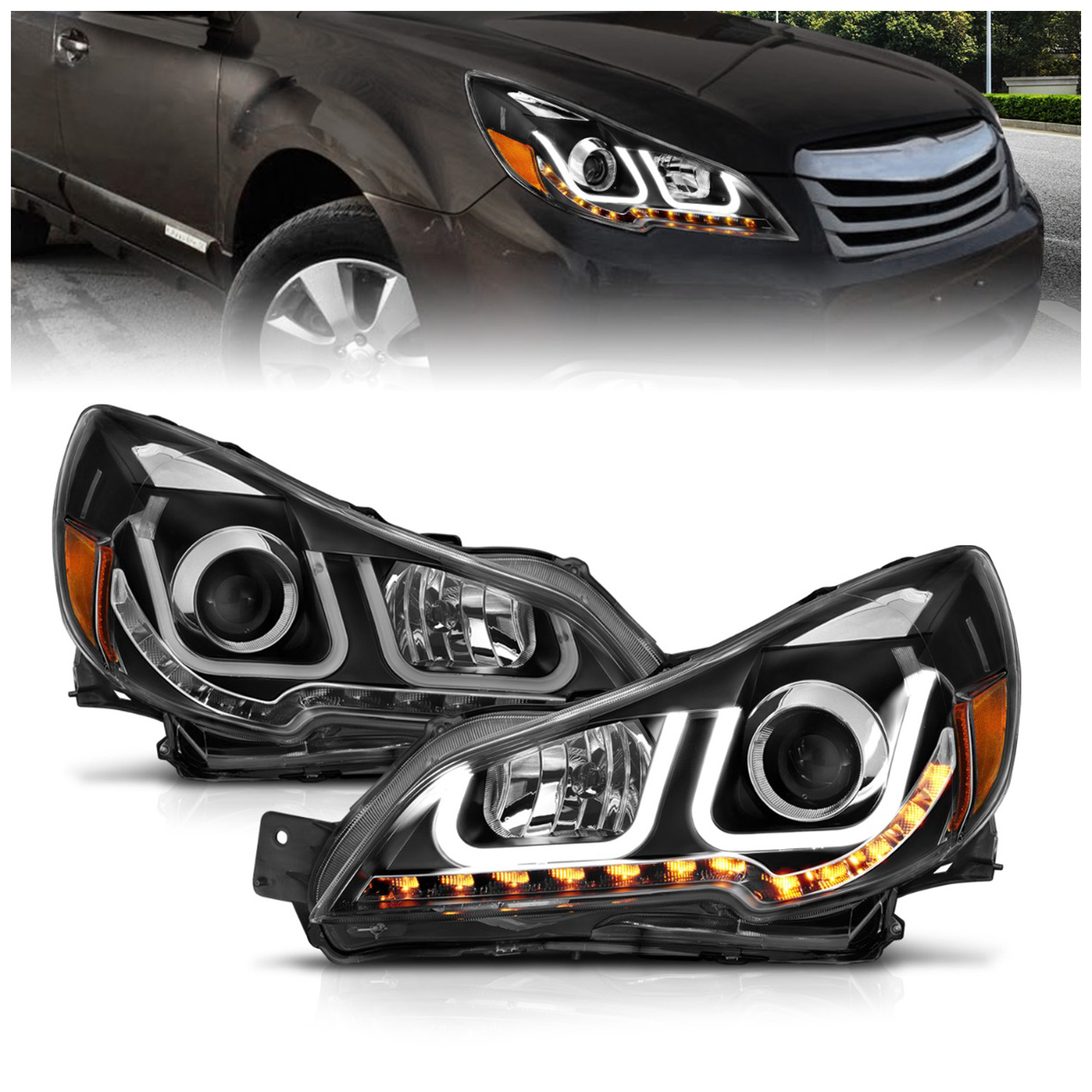 111285 Position Halogen Headlight, With bulb(s), Clear Lens, Black Interior, U-Bar Projector Series