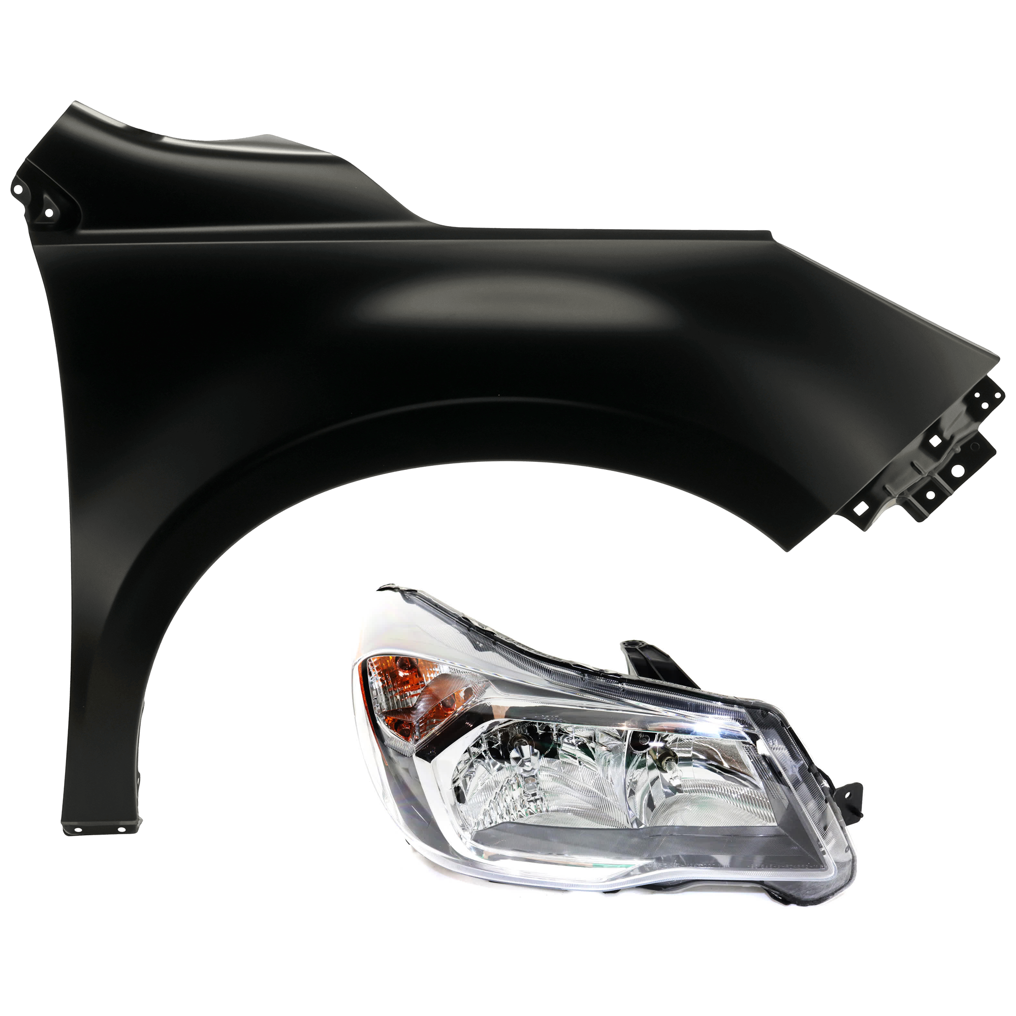 2-Piece Kit Passenger Side Halogen Headlight, With bulb(s), includes Fender, CAPA Certified