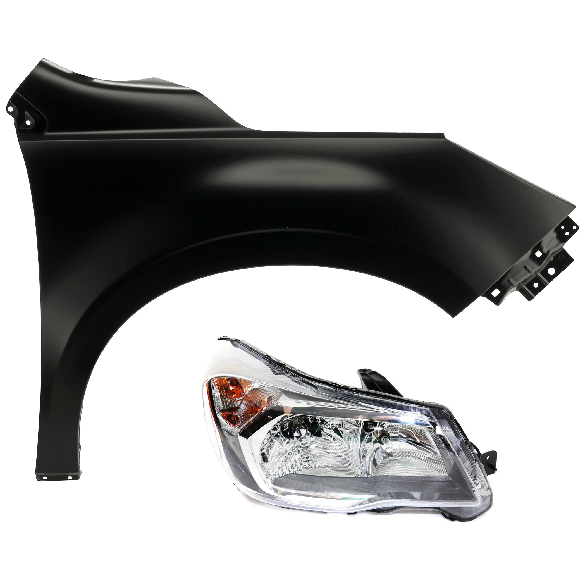2-Piece Kit Passenger Side Halogen Headlight, With bulb(s), includes Fender, CAPA Certified