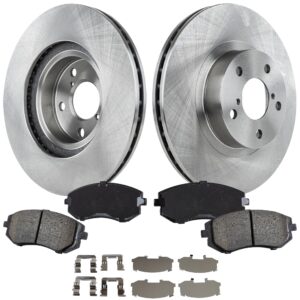 2-Wheel Set Front Brake Disc and Pad Kit, Plain Surface 5 Lugs 276.86 mm Ceramic Pro-Line Series, Includes (2) Disc and (1) Pad Set