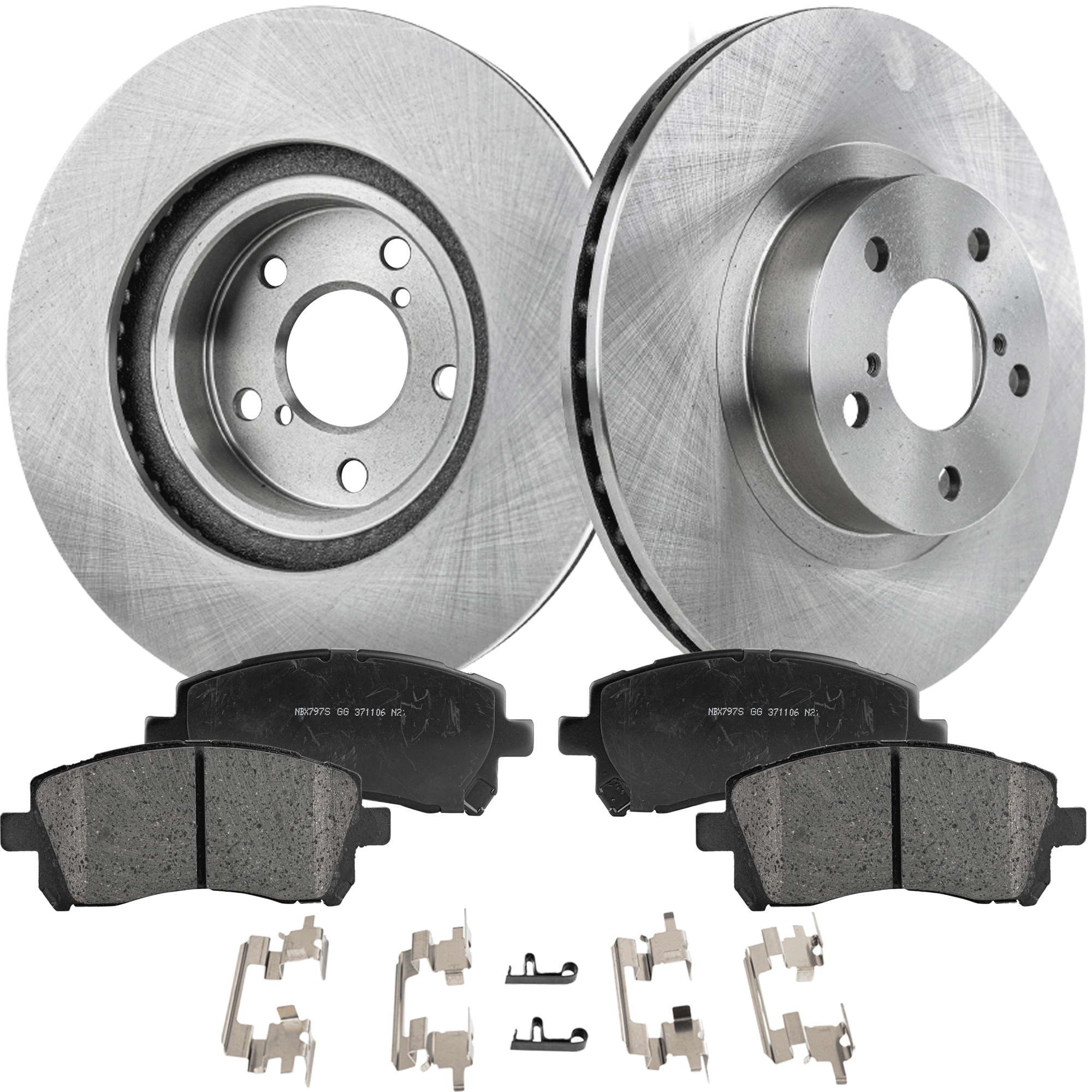 2-Wheel Set Front Brake Disc and Pad Kit, Plain Surface 5 Lugs 276.86 mm Ceramic Pro-Line Series, Includes (2) Disc and (1) Pad Set