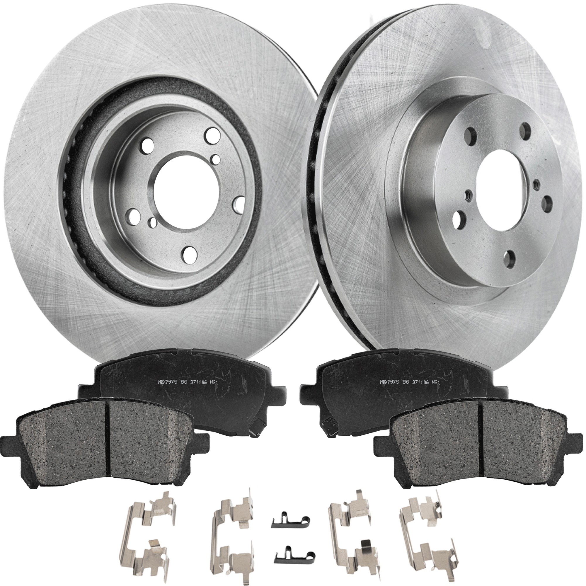 2-Wheel Set Front Brake Disc and Pad Kit, Plain Surface 5 Lugs 276.86 mm Ceramic Pro-Line Series, Includes (2) Disc and (1) Pad Set