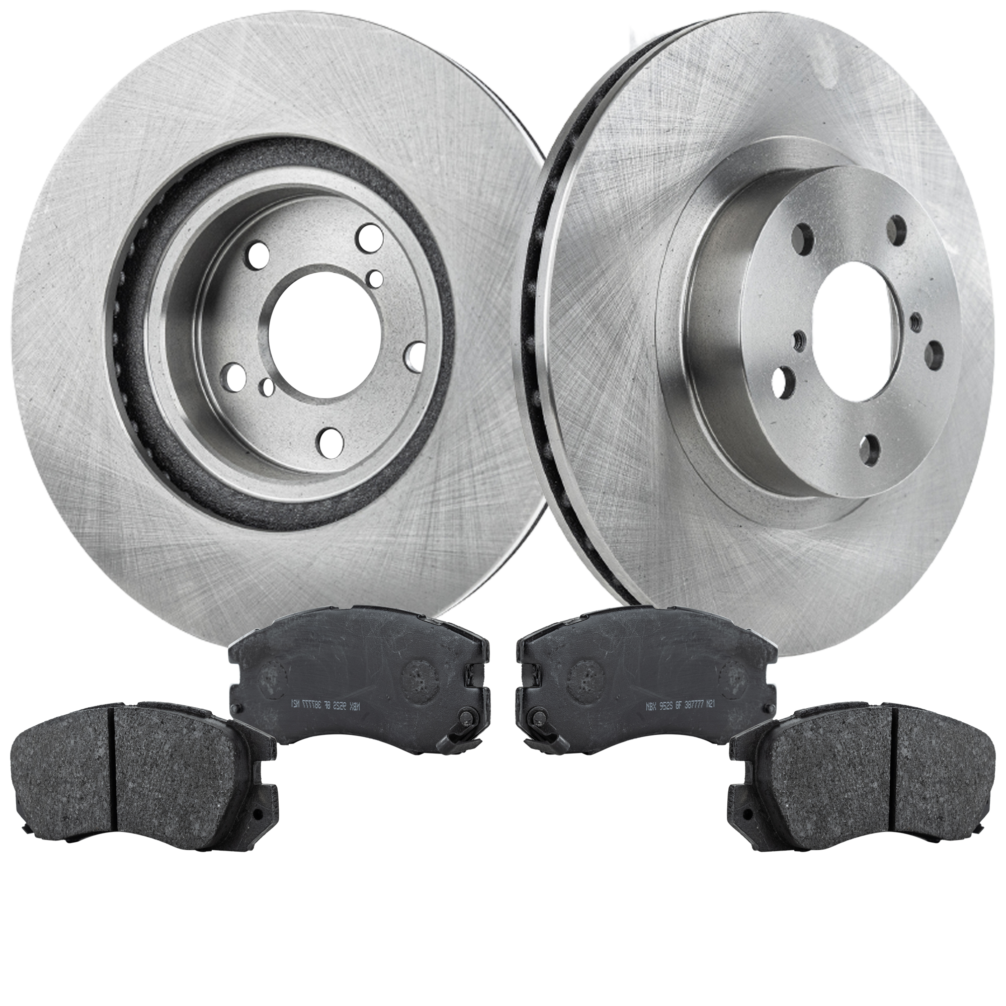 2-Wheel Set Front Brake Disc and Pad Kit, Plain Surface 5 Lugs 276.86 mm Organic Pro-Line Series, Includes (1) Brake Pad Set and (2) Brake Disc