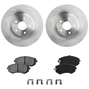 2-Wheel Set Front Brake Disc and Pad Kit, Plain Surface 5 Lugs 293.4 mm, Includes (2) Brake Disc and (1) Brake Pad Set