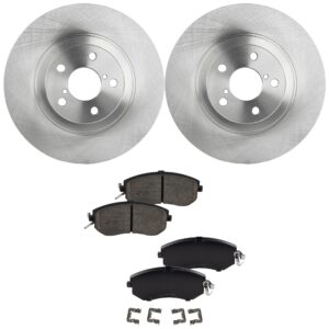 2-Wheel Set Front Brake Disc and Pad Kit, Plain Surface 5 Lugs 293.4 mm Ceramic Pro-Line Series, Includes (2) Brake Disc and (1) Brake Pad Set