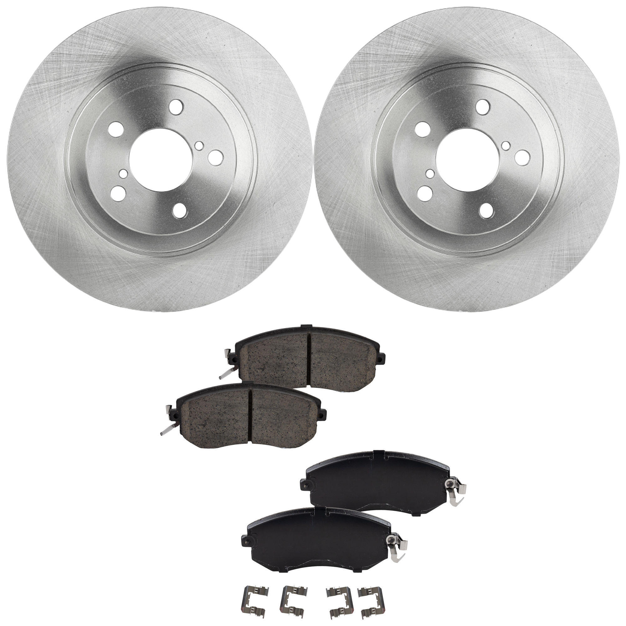 2-Wheel Set Front Brake Disc and Pad Kit, Plain Surface 5 Lugs 293.4 mm Ceramic Pro-Line Series, Includes (2) Brake Disc and (1) Brake Pad Set