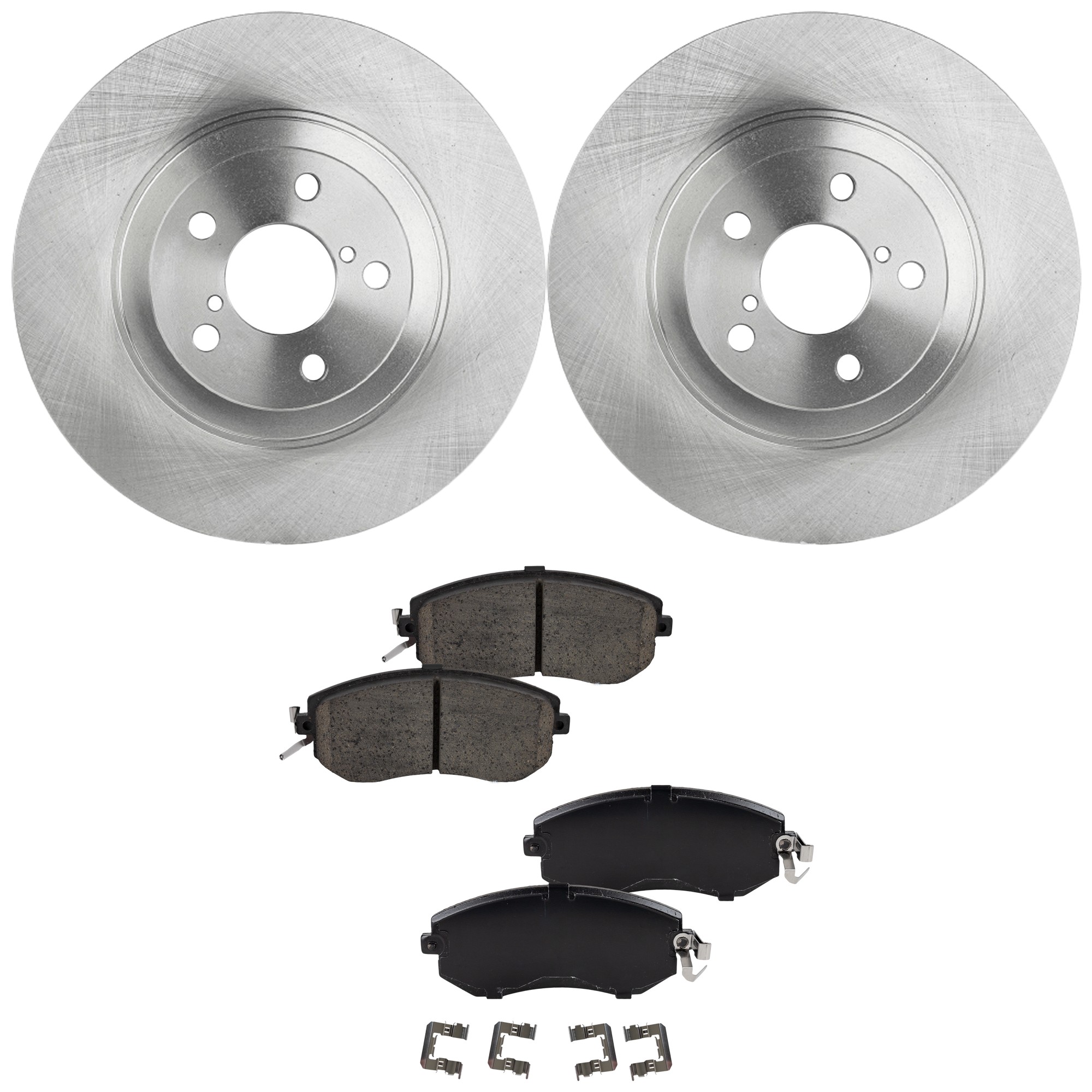 2-Wheel Set Front Brake Disc and Pad Kit, Plain Surface 5 Lugs 293.4 mm Ceramic Pro-Line Series, Includes (2) Brake Disc and (1) Brake Pad Set