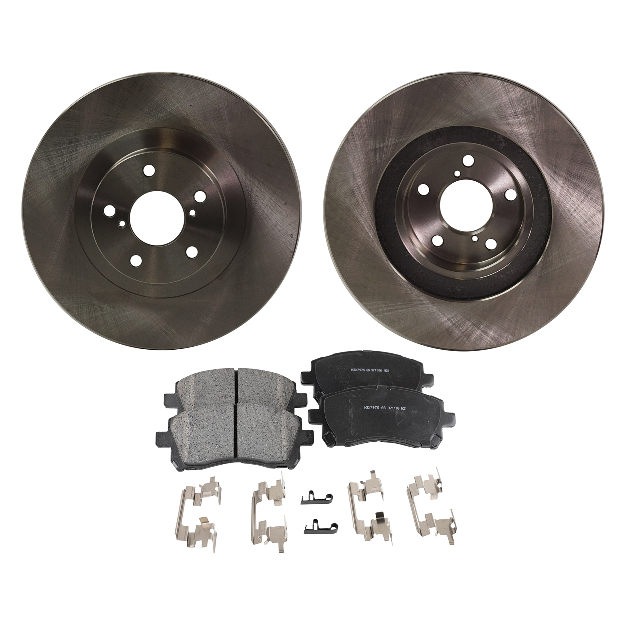 2-Wheel Set Front Brake Disc and Pad Kit, Plain Surface 5 Lugs 293.62 mm Ceramic Pro-Line Series, Includes (2) Disc and (1) Pad Set