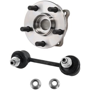 2-Wheel Set Front, Driver and Passenger Side Wheel Hub, 5 Lugs, With Bearing, Includes (2) Wheel Hub and (2) Sway Bar Link