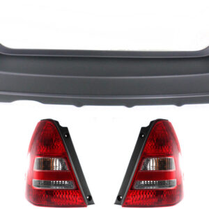 3-Piece Kit Driver and Passenger Side Halogen Tail Light, With bulb(s), Includes (1) Bumper Cover and (2) Tail Light