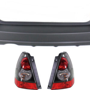 3-Piece Kit Driver and Passenger Side Halogen Tail Light, With bulb(s), Includes (1) Bumper Cover and (2) Tail Light