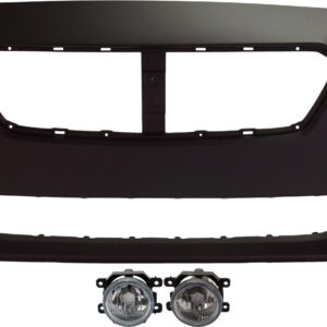 3-Piece Kit Front Primed Bumper Cover, Includes (1) Bumper Cover and (2) Fog Light