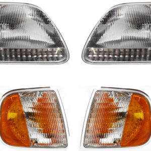 4-Piece Kit Driver and Passenger Side Halogen Headlight, With bulb(s), OE Replacement, Includes (2) Corner Light and (2) Headlight