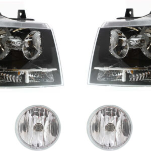 4-Piece Kit Driver and Passenger Side Halogen Headlight, With bulb(s), OE Replacement, Includes (2) Headlight and (2) Fog Light
