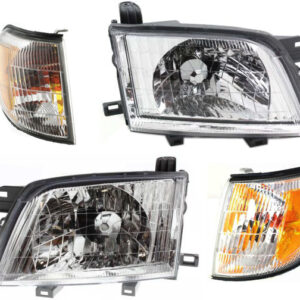 4-Piece Kit Driver and Passenger Side Halogen Headlight, With bulb(s), OE Replacement, Includes (2) Headlight and (2) Corner Light