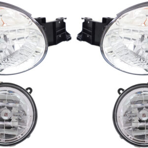 4-Piece Kit Driver and Passenger Side Halogen Headlight, With bulb(s), OE Replacement, Includes (2) Headlight and (2) Fog Light
