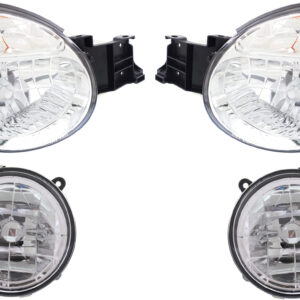 4-Piece Kit Driver and Passenger Side Halogen Headlight, With bulb(s), OE Replacement, Includes (2) Headlight and (2) Fog Light