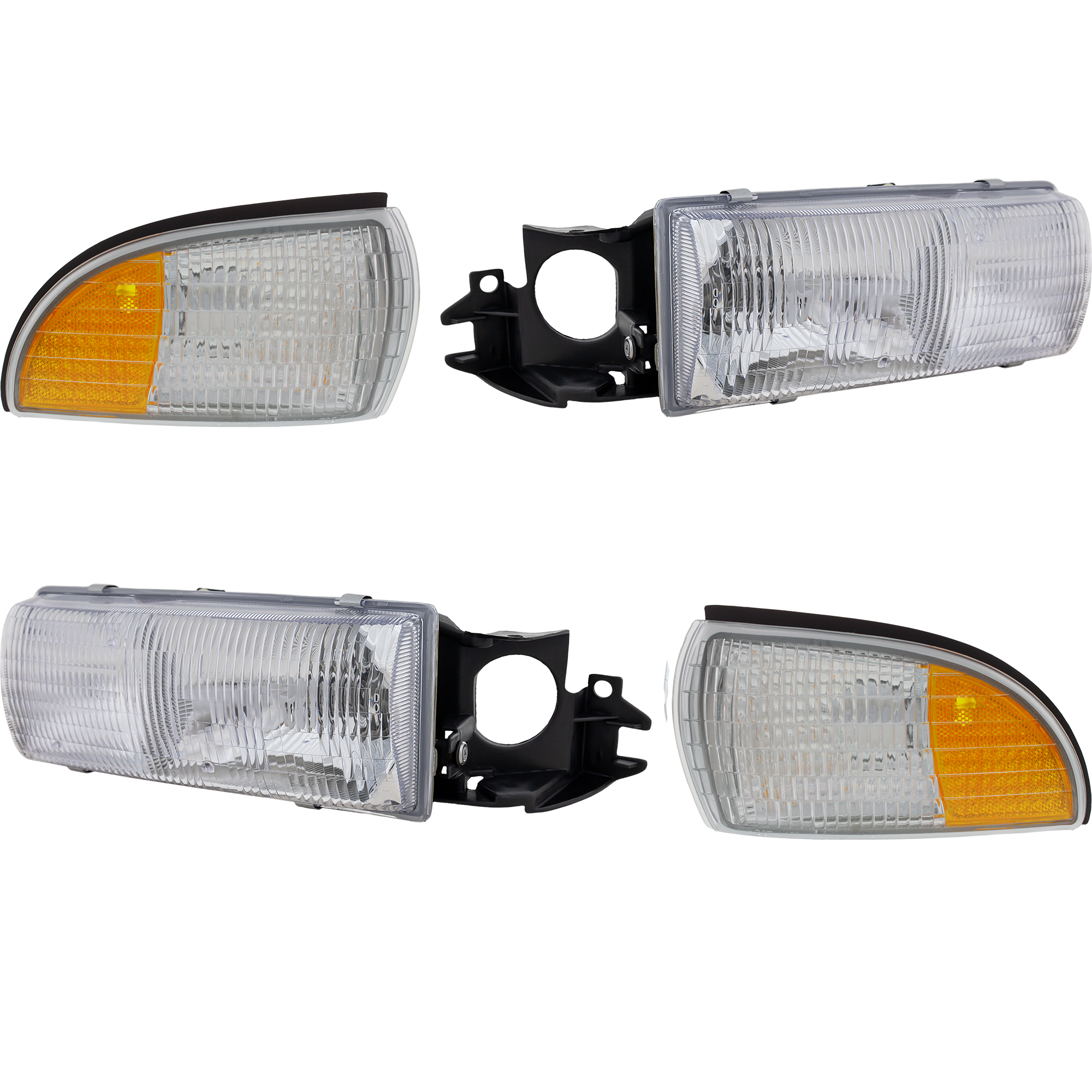 4-Piece Kit Driver and Passenger Side Halogen Headlight, With bulb(s), OE Replacement, Includes (2) Headlight and (2) Side Marker