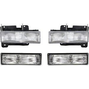 4-Piece Kit Driver and Passenger Side Halogen Headlight, With bulb(s), OE Replacement, Includes (2) Headlight and (2) Turn Signal Light