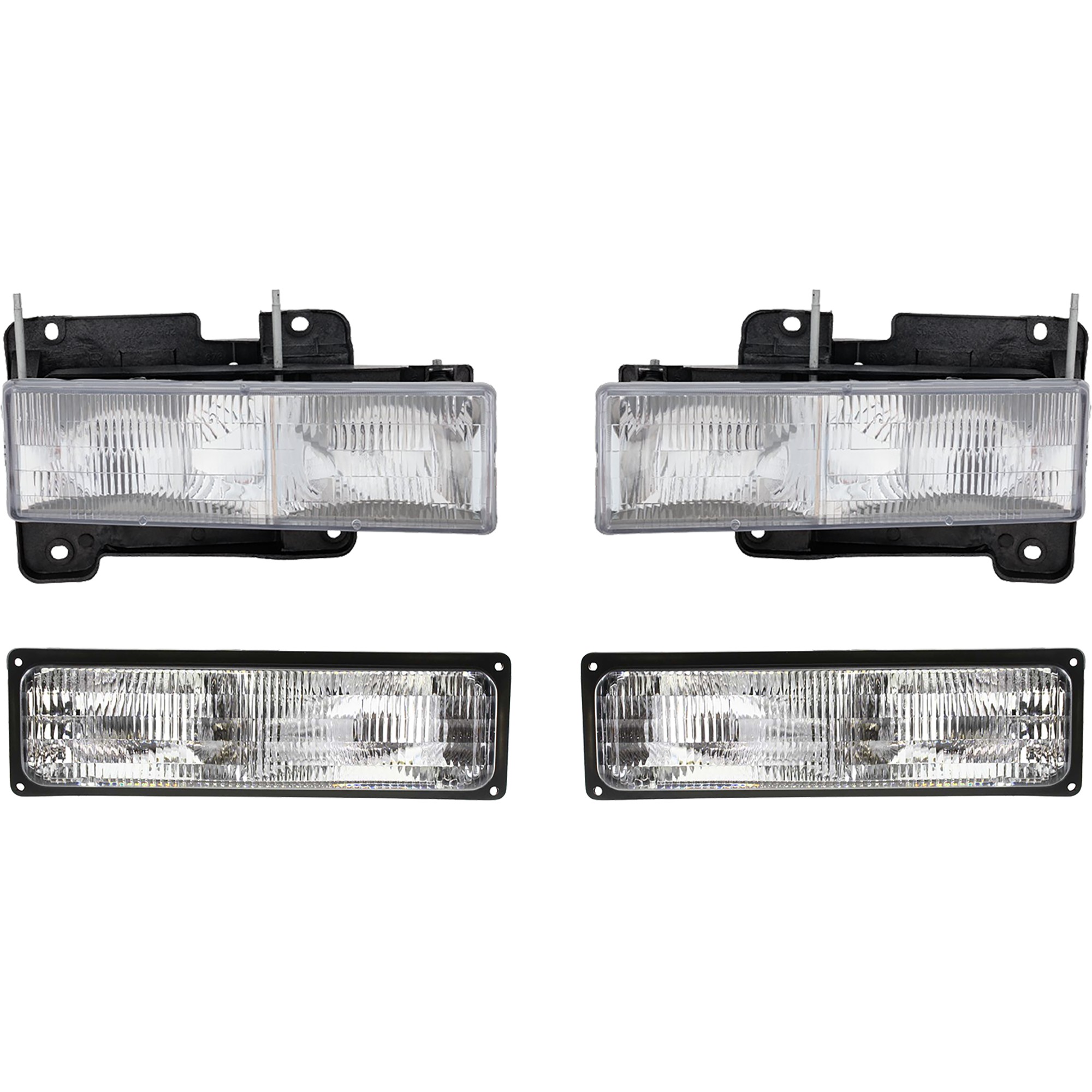 4-Piece Kit Driver and Passenger Side Halogen Headlight, With bulb(s), OE Replacement, Includes (2) Headlight and (2) Turn Signal Light