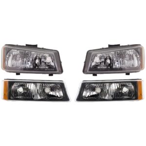 4-Piece Kit Driver and Passenger Side Halogen Headlight, With bulb(s), OE Replacement, Includes (2) Headlight and (2) Turn Signal Light