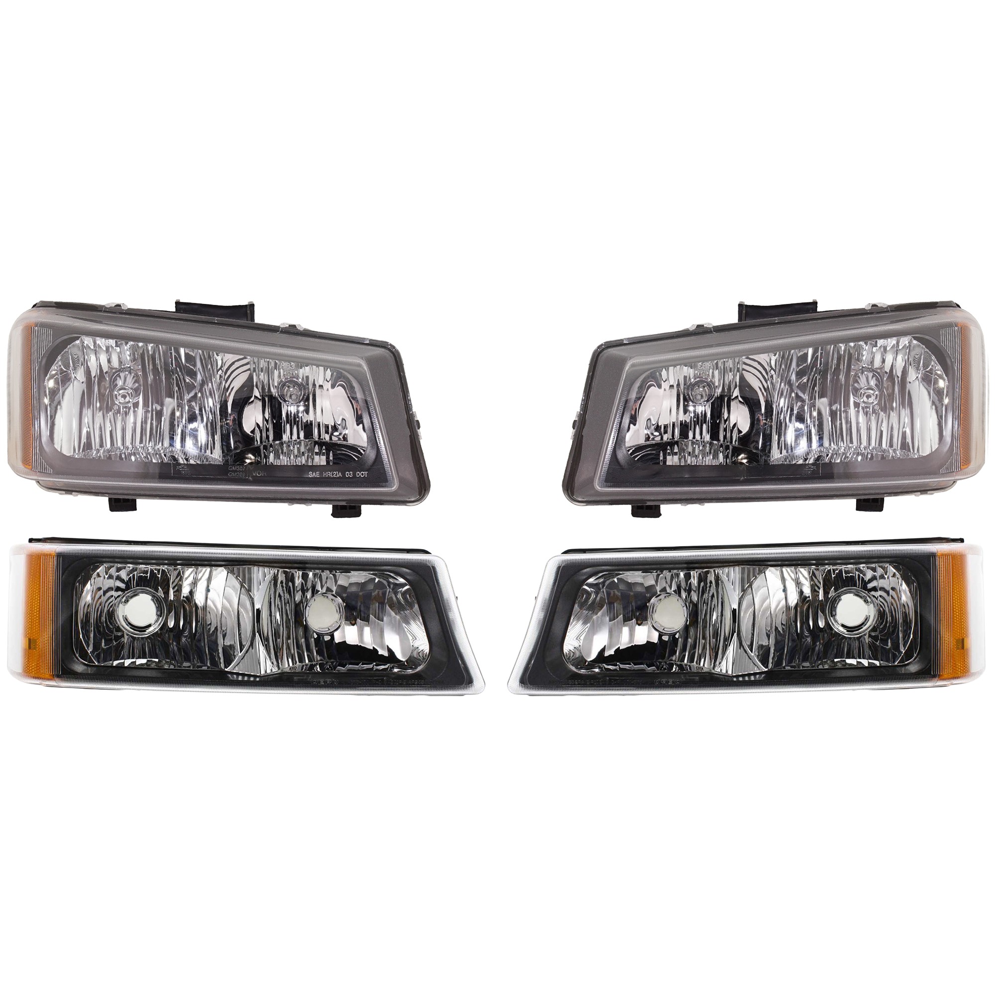 4-Piece Kit Driver and Passenger Side Halogen Headlight, With bulb(s), OE Replacement, Includes (2) Headlight and (2) Turn Signal Light