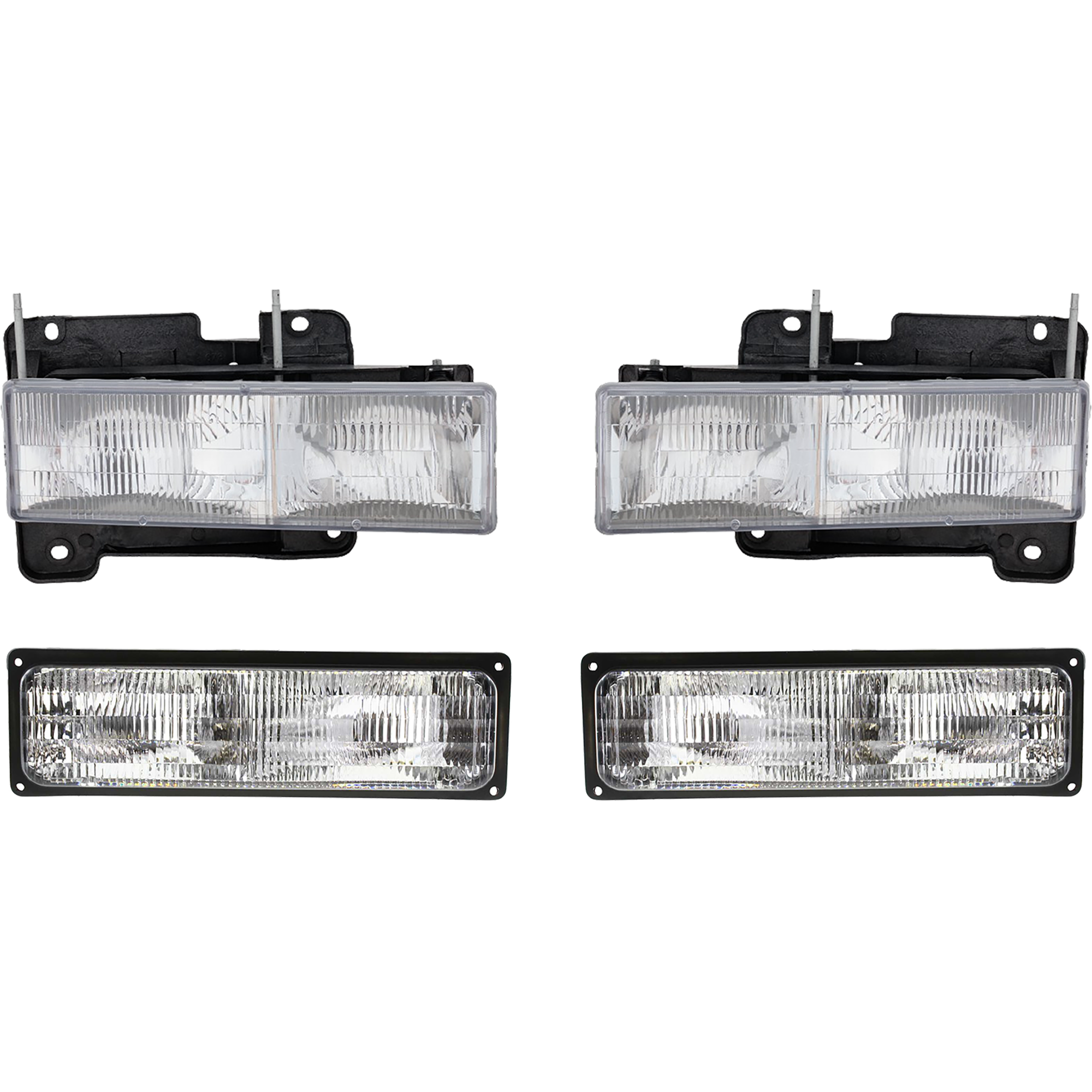 4-Piece Kit Driver and Passenger Side Halogen Headlight, With bulb(s), OE Replacement, Includes (2) Headlight and (2) Turn Signal Light