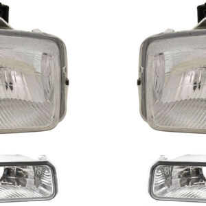 4-Piece Kit Driver and Passenger Side Halogen Headlight, With bulb(s), OE Replacement, Includes (2) Headlight and (2) Parking Light