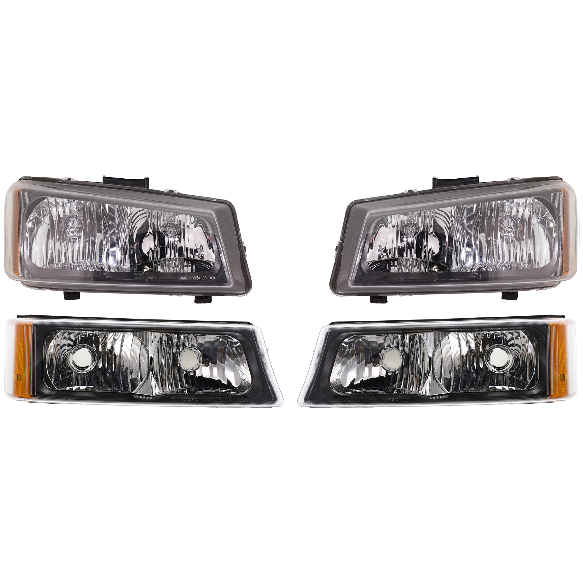 4-Piece Kit Driver and Passenger Side Halogen Headlight, With bulb(s), OE Replacement, Includes (2) Headlight and (2) Turn Signal Light
