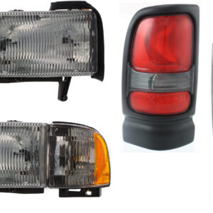4-Piece Kit Driver and Passenger Side Halogen Headlight, With bulb(s), OE Replacement, Includes (2) Headlight and (2) Tail Light