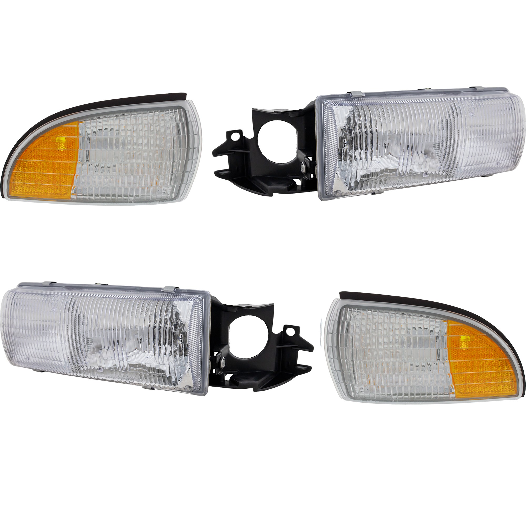 4-Piece Kit Driver and Passenger Side Halogen Headlight, With bulb(s), OE Replacement, Includes (2) Headlight and (2) Side Marker