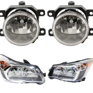 4-Piece Kit, Driver and Passenger Side Headlight, Assembly, Halogen, with Fog Light, CAPA Certified