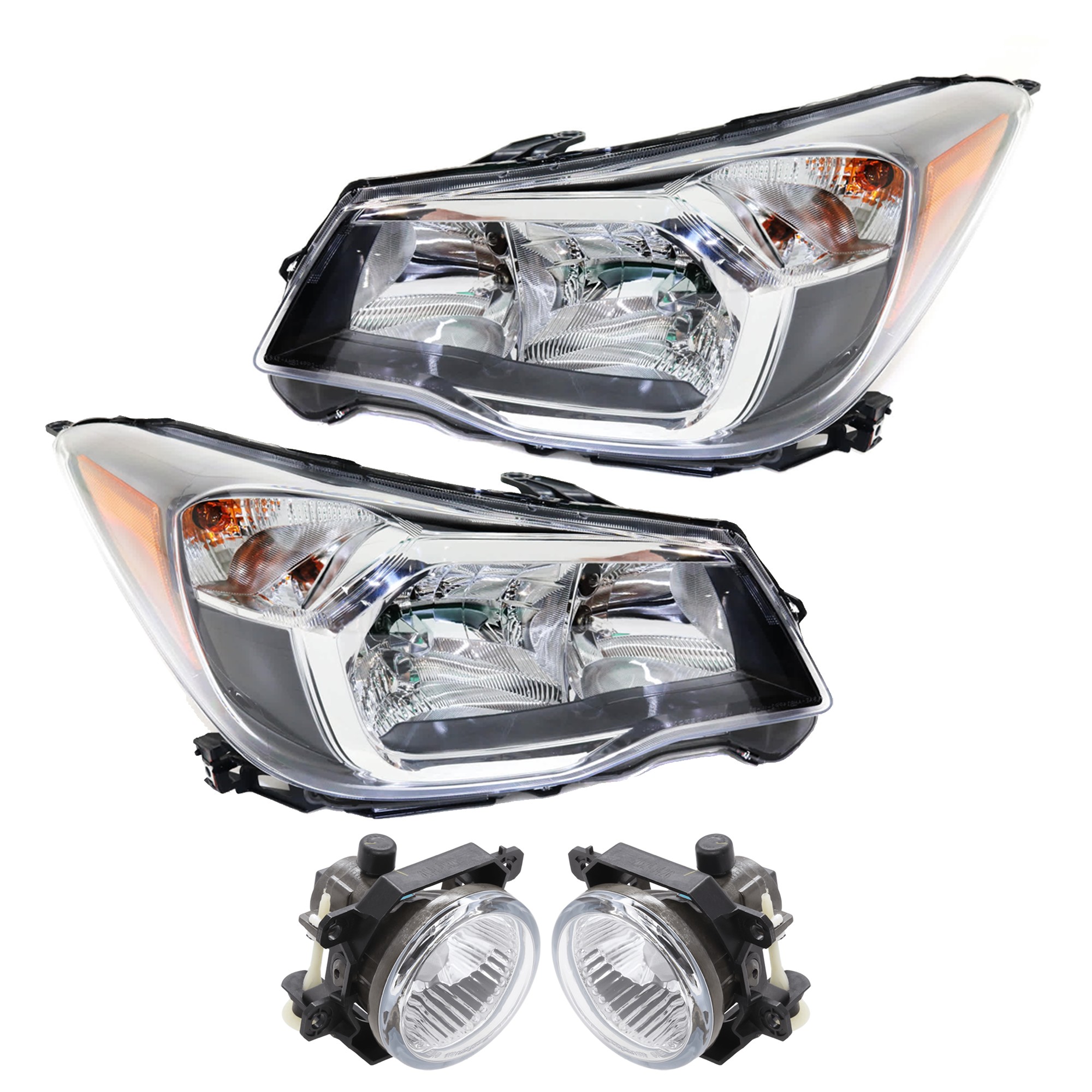 4-Piece Kit, Driver and Passenger Side Headlight, Assembly, Halogen, with Fog Light, CAPA Certified