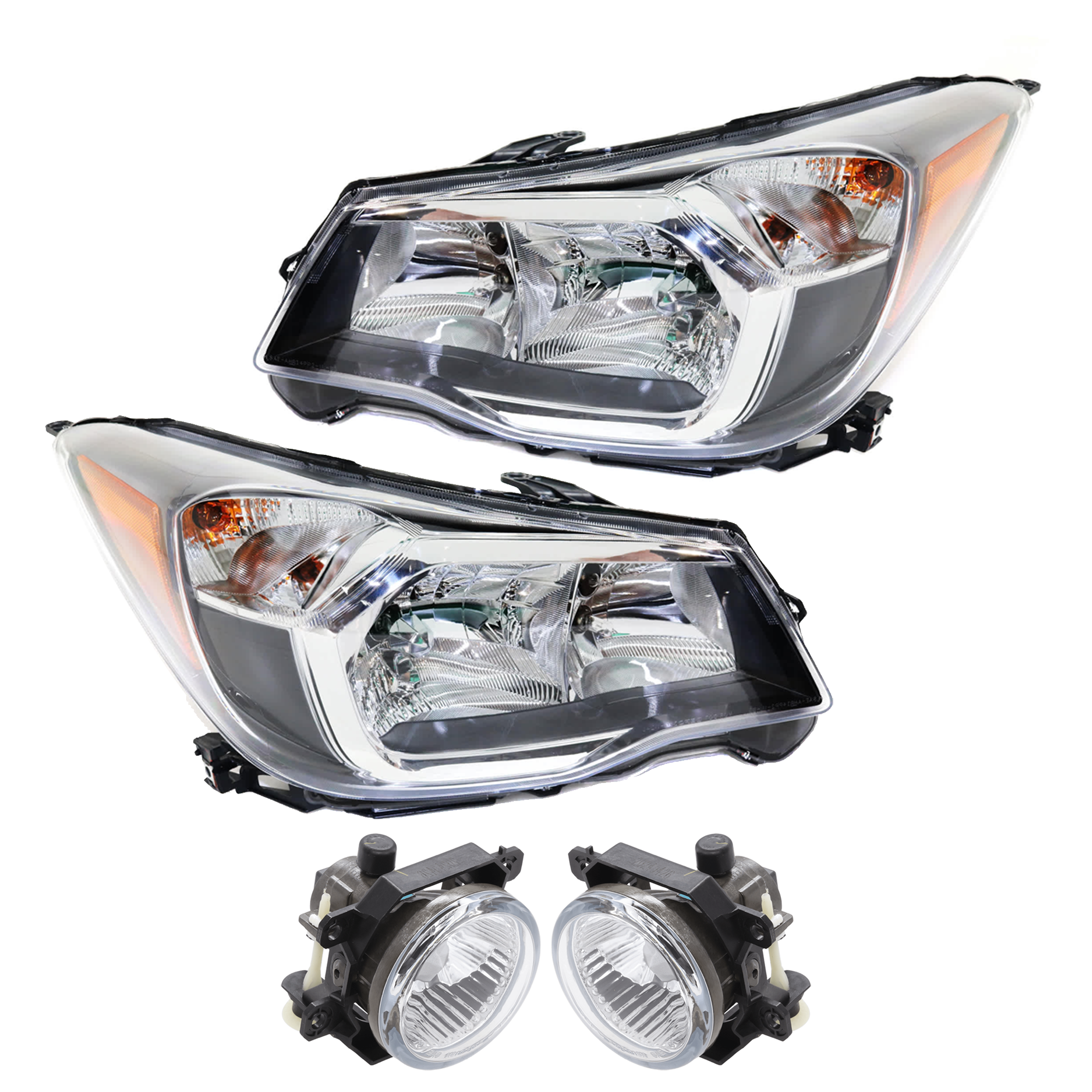 4-Piece Kit, Driver and Passenger Side Headlight, Assembly, Halogen, with Fog Light, CAPA Certified
