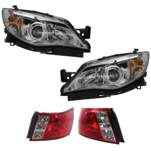 4-Piece Kit Halogen Headlight, With bulb(s), Sedan, OE Replacement, Includes (2) Headlight and (2) Tail Light