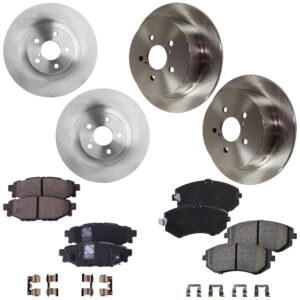 4-Wheel Set Front and Rear Brake Disc and Pad Kit, Plain Surface 5 Lugs Front-293.4 mm/Rear-273.81 mm, Includes (4) Brake Disc and (2) Brake Pad Set