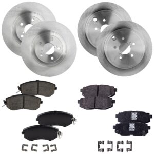 4-Wheel Set Front and Rear Brake Disc and Pad Kit, Plain Surface 5 Lugs Ceramic - Front, Organic - Rear Pro-Line Series, Includes (4) Disc and (2) Pad Set