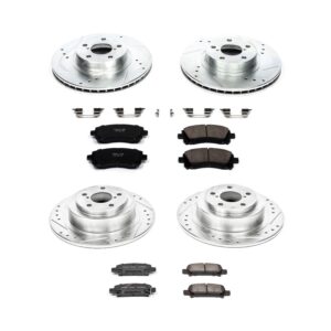 4-Wheel Set Power Stop® K2749 Front and Rear Z23 Daily Carbon-Fiber Ceramic Brake Pad and Drilled & Slotted Rotor Kit