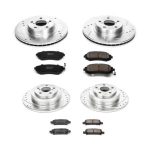 4-Wheel Set Power Stop® K2750 Front and Rear Z23 Daily Carbon-Fiber Ceramic Brake Pad and Drilled & Slotted Rotor Kit
