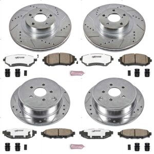 4-Wheel Set Power Stop® K4077-26 Front and Rear Z26 Muscle Carbon-Fiber Ceramic Brake Pad and Drilled & Slotted Rotor Kit
