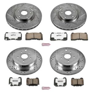 4-Wheel Set Power Stop® K4490-26 Front and Rear Z26 Muscle Carbon-Fiber Ceramic Brake Pad and Drilled & Slotted Rotor Kit