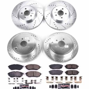 4-Wheel Set Power Stop® K5830 Front and Rear Z23 Daily Carbon-Fiber Ceramic Brake Pad and Drilled & Slotted Rotor Kit