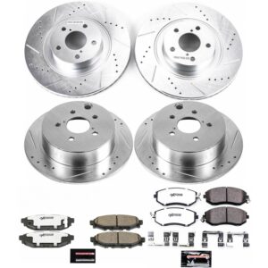 4-Wheel Set Power Stop® K6762-26 Front and Rear Z26 Muscle Carbon-Fiber Ceramic Brake Pad and Drilled & Slotted Rotor Kit
