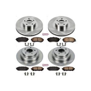4-Wheel Set Power Stop® KOE2376 Front and Rear OE Stock Replacement Low-Dust Ceramic Brake Pad and Rotor Kit