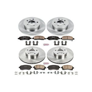 4-Wheel Set Power Stop® KOE2749 Front and Rear OE Stock Replacement Low-Dust Ceramic Brake Pad and Rotor Kit