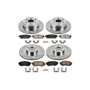 4-Wheel Set Power Stop® KOE2751 Front and Rear OE Stock Replacement Low-Dust Ceramic Brake Pad and Rotor Kit