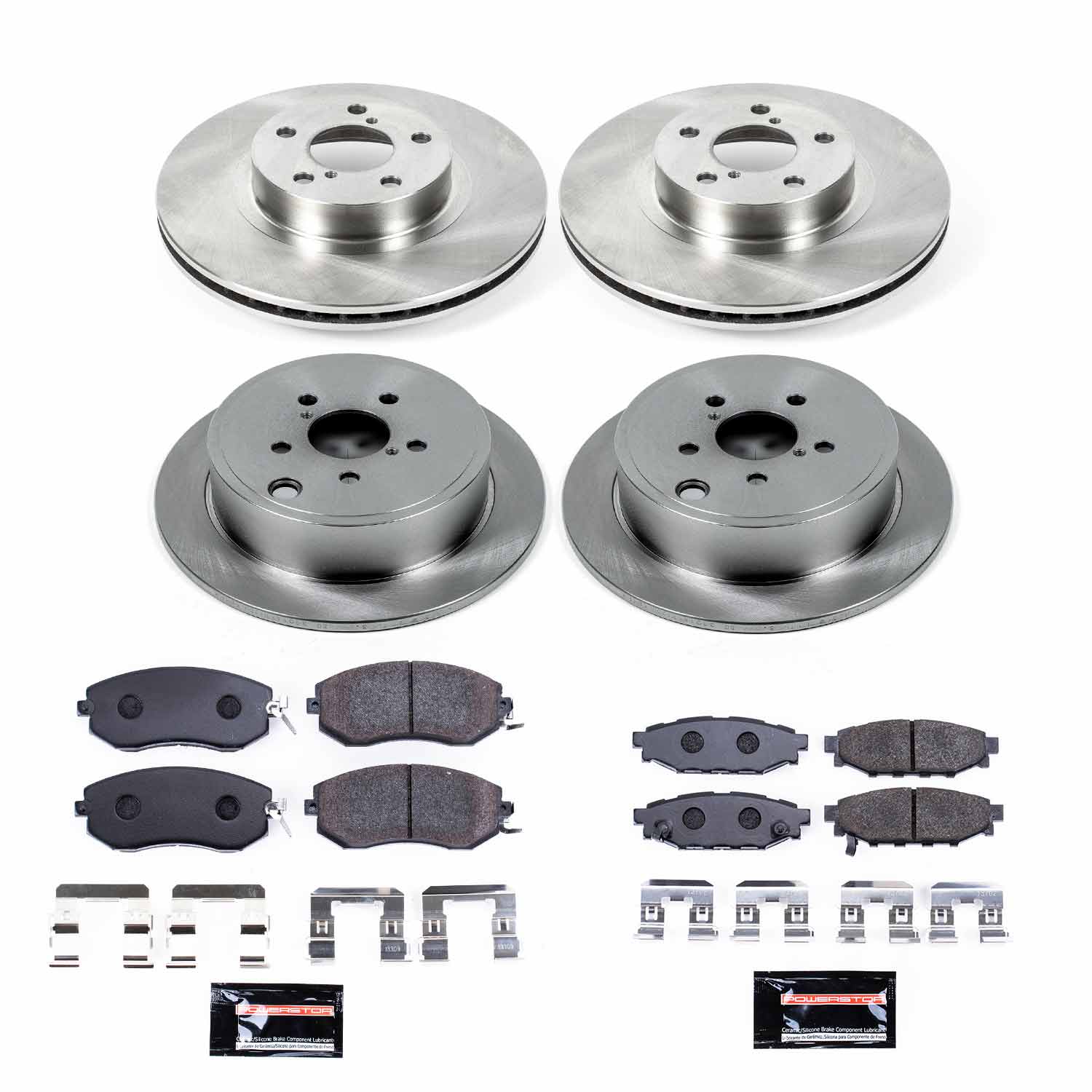 4-Wheel Set Power Stop® TDBK6112 Front and Rear Track Day High-Performance Brake Pads and Rotor Kit