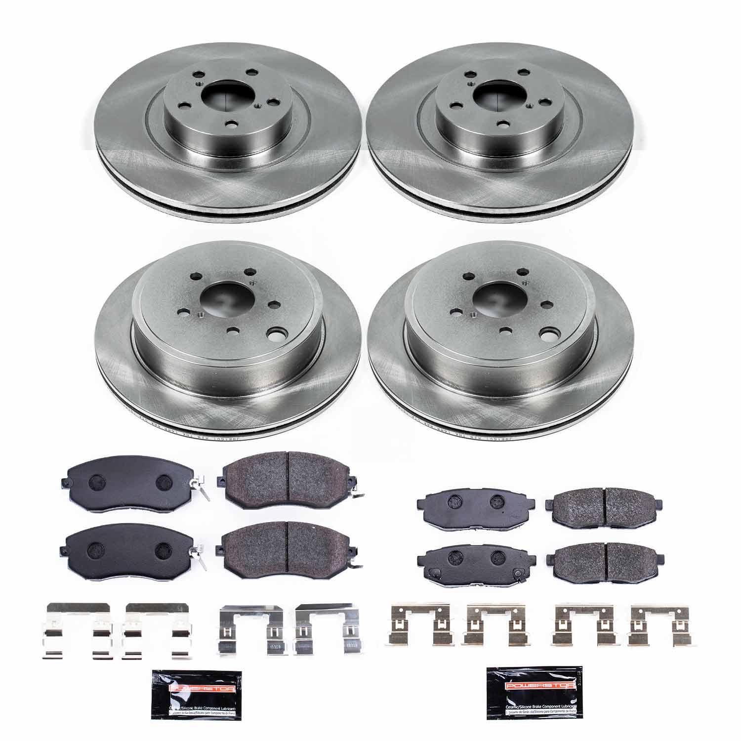 4-Wheel Set Power Stop® TDBK6164 Front and Rear Track Day High-Performance Brake Pads and Rotor Kit